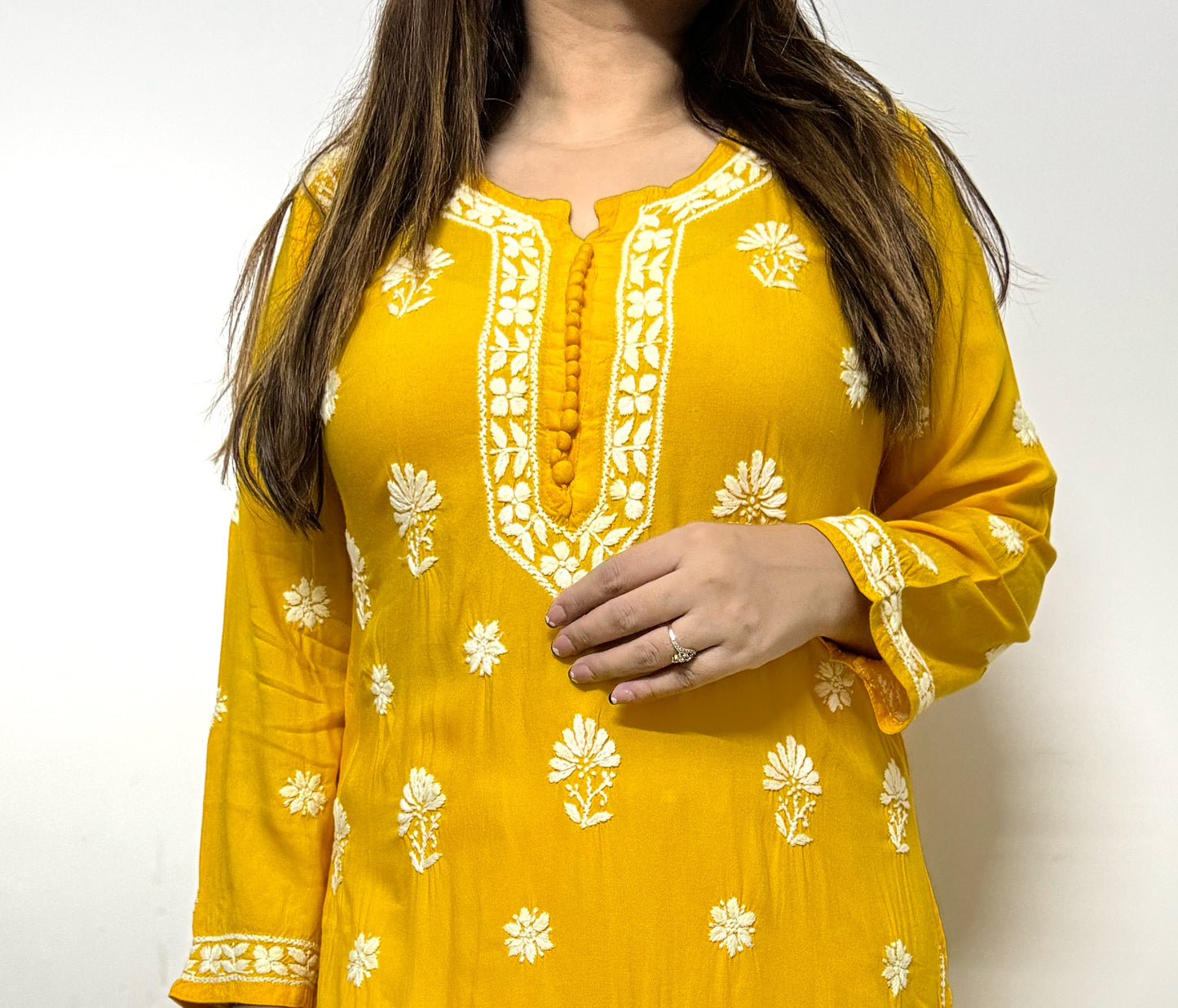 Bright-site long chikankari kurti