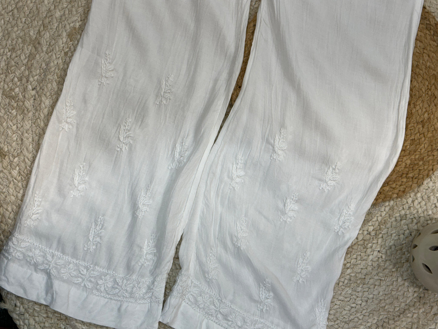 Chikankari straight fit Pallazo