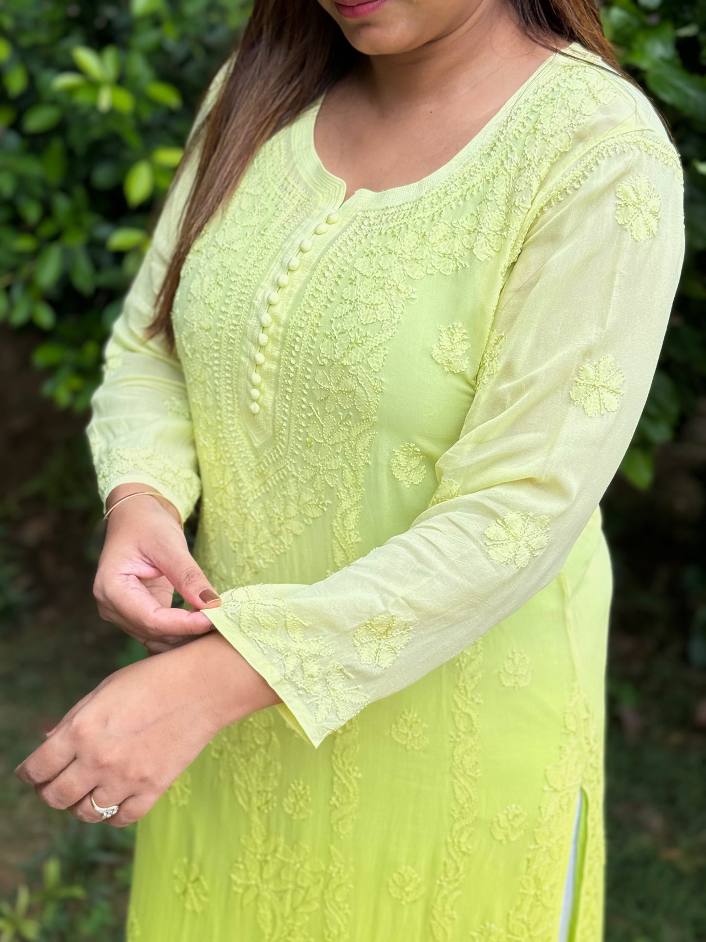 Glamorous lime green viscose kurti