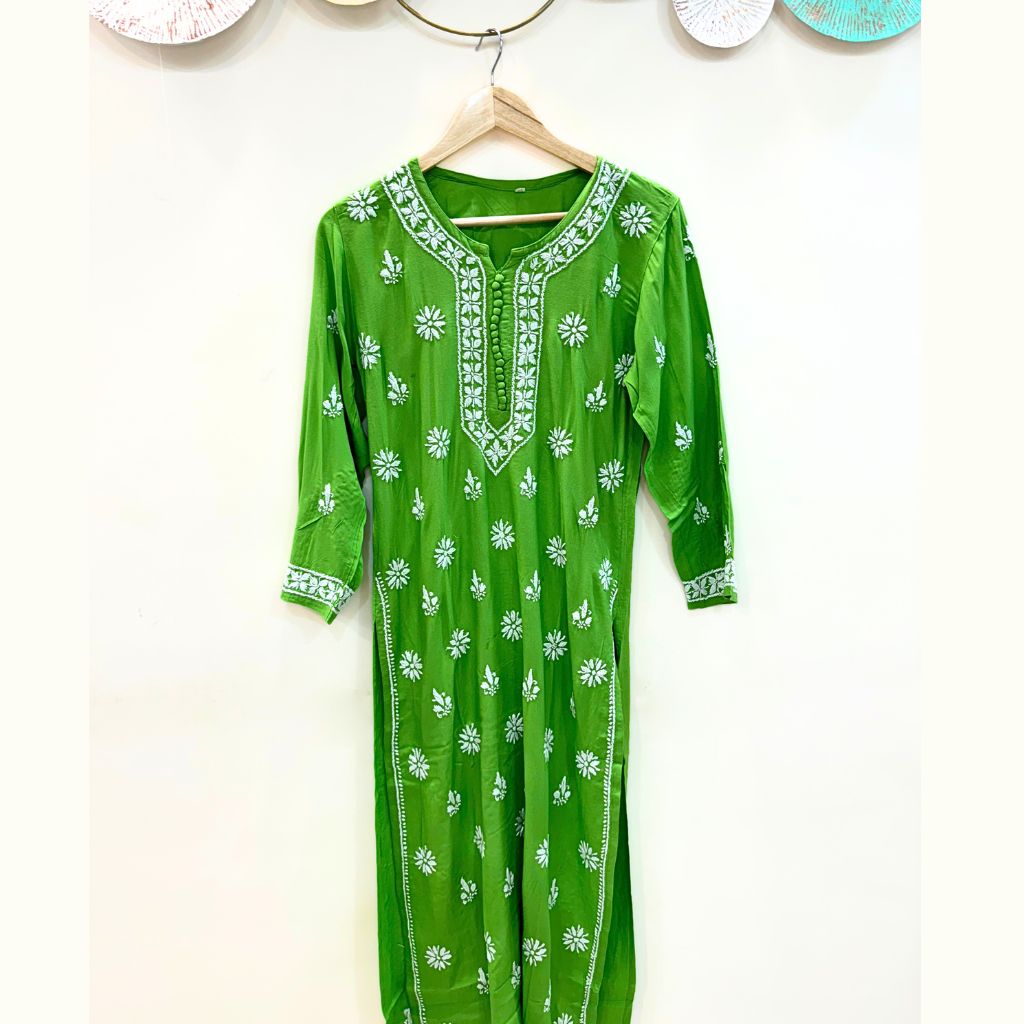 Bright-site long chikankari kurti