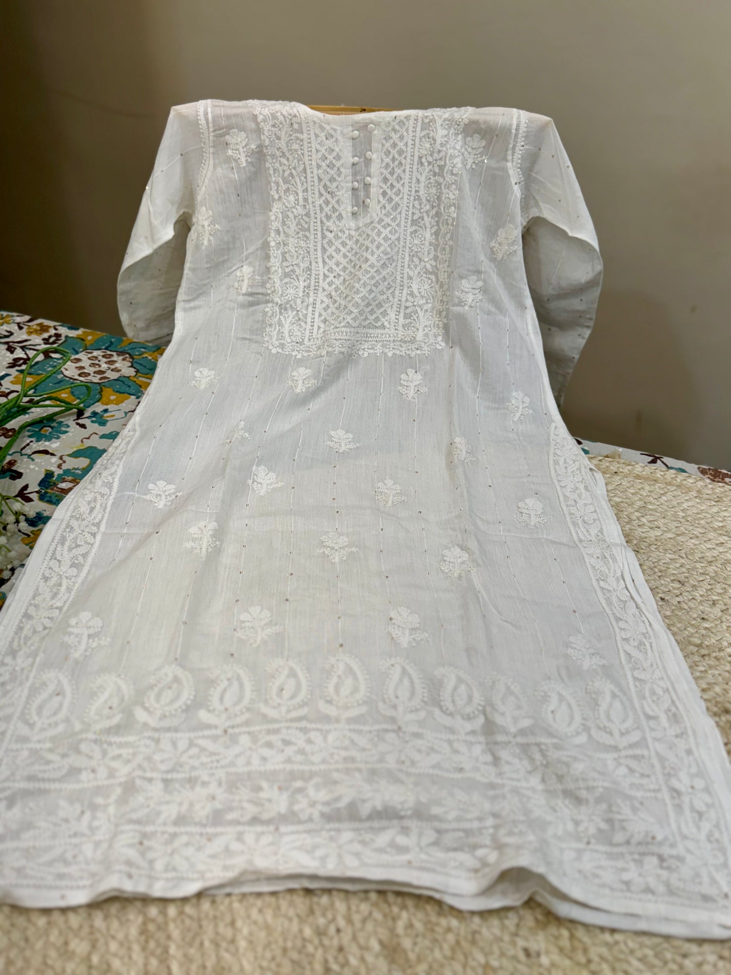 Chanderi Silk Mukaish White