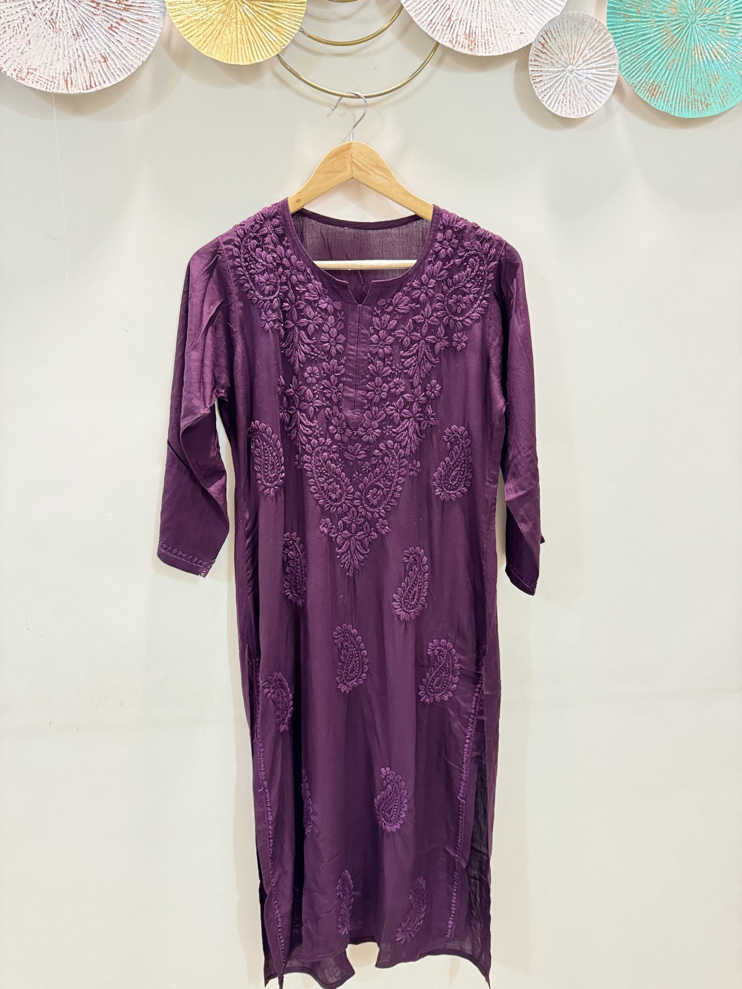 Same shade chikankari kurti