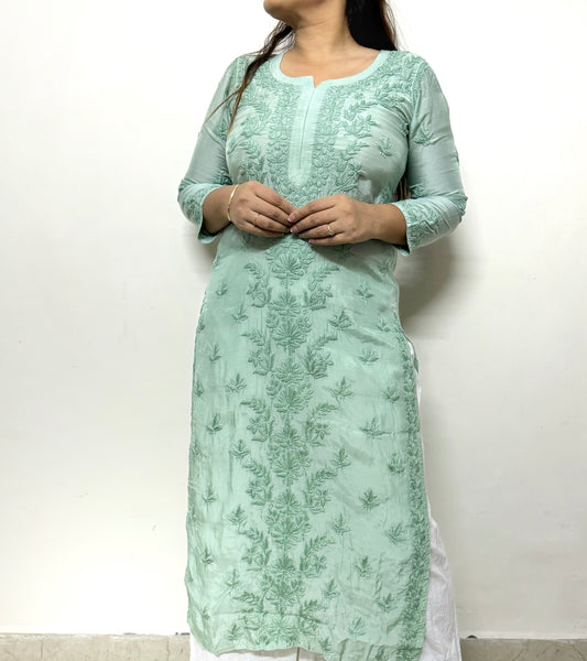 Teal muslin silk