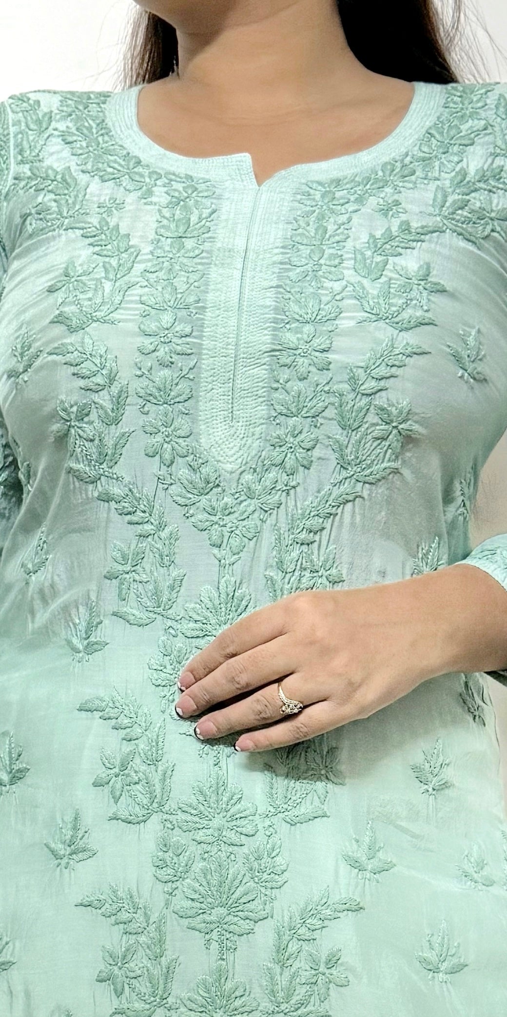 Teal muslin silk