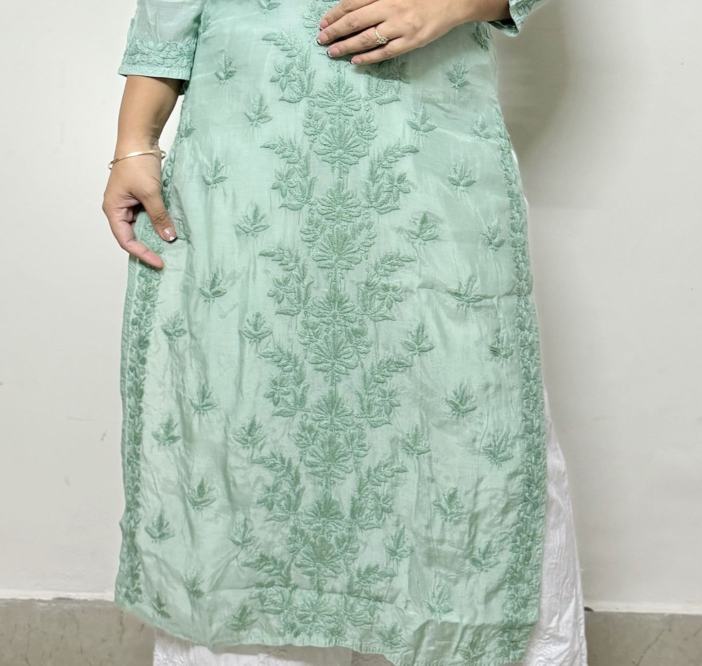 Teal muslin silk