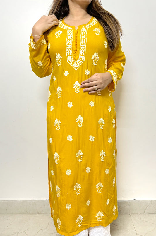 Bright-site long chikankari kurti