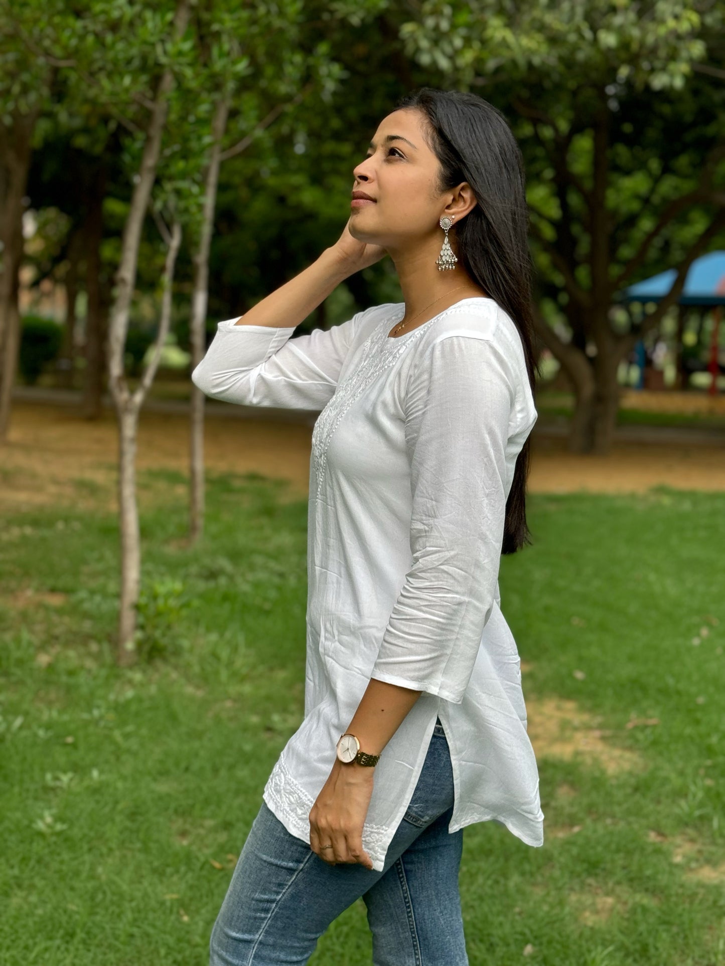 Summer essential short kurti - white