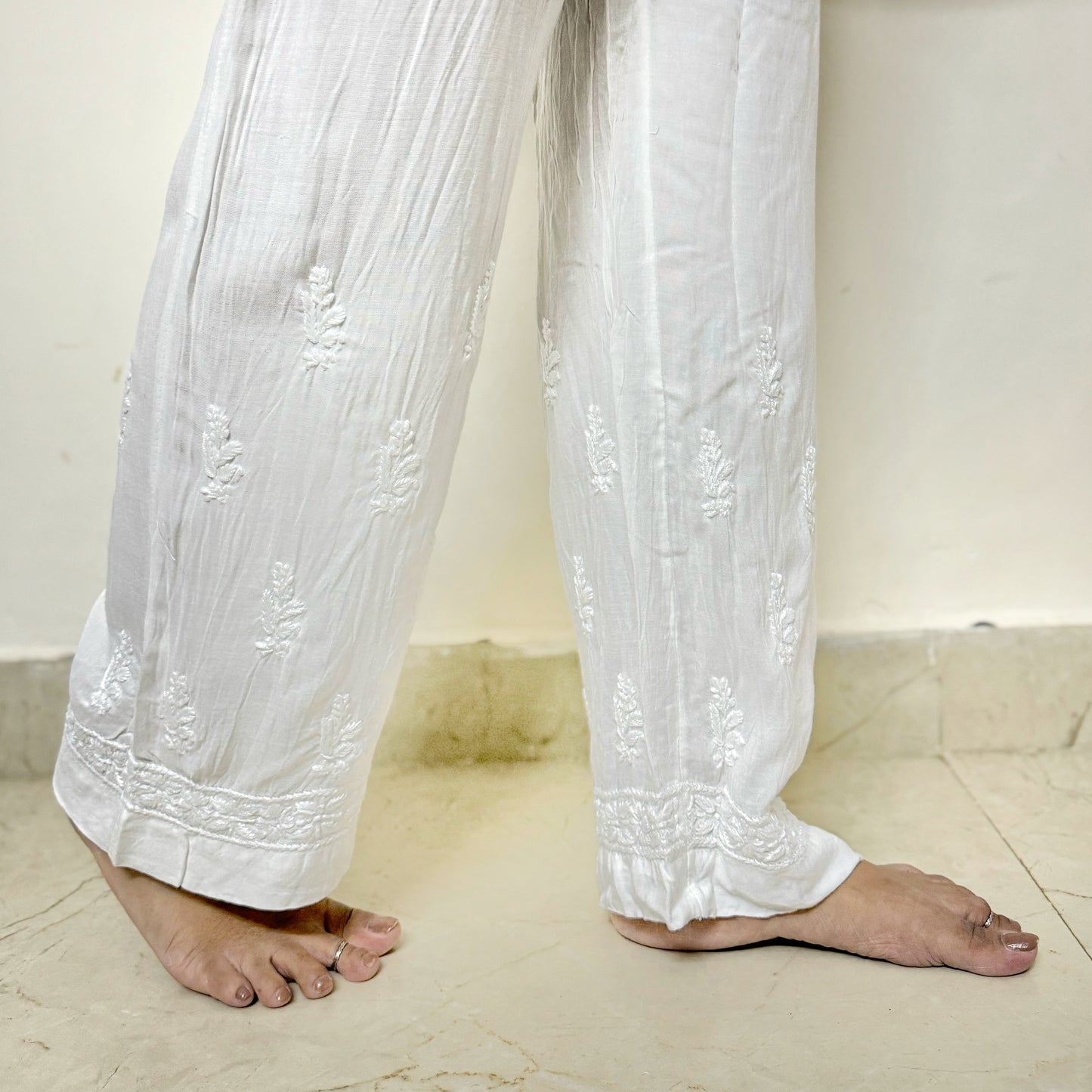 Chikankari straight fit Pallazo