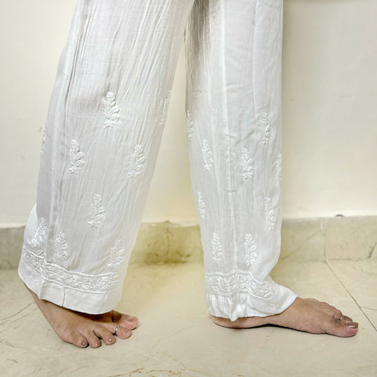 Chikankari straight fit Pallazo